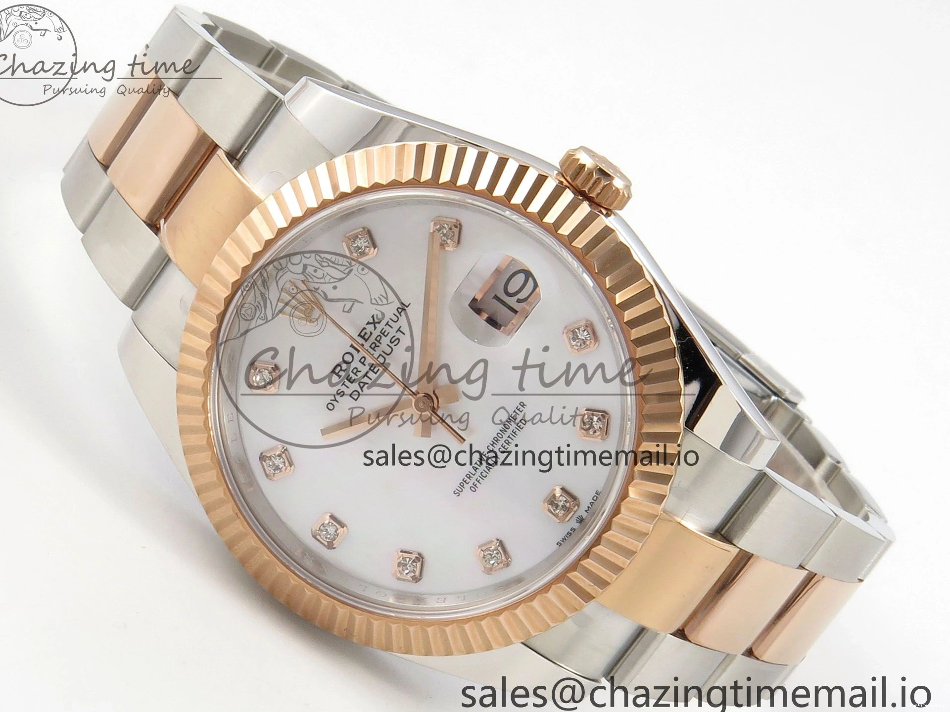 0208 DateJust 41 126331 SS RG ARF 1:1 Best Edition White MOP Diamonds Dial on Oyster Bracelet SH3235 (Weighted) UrbanChic 186
